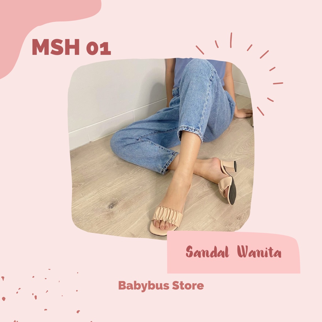 BBS MSH 01 Sandal High Heels Hak Tahu Kerut Wanita Impor Murah