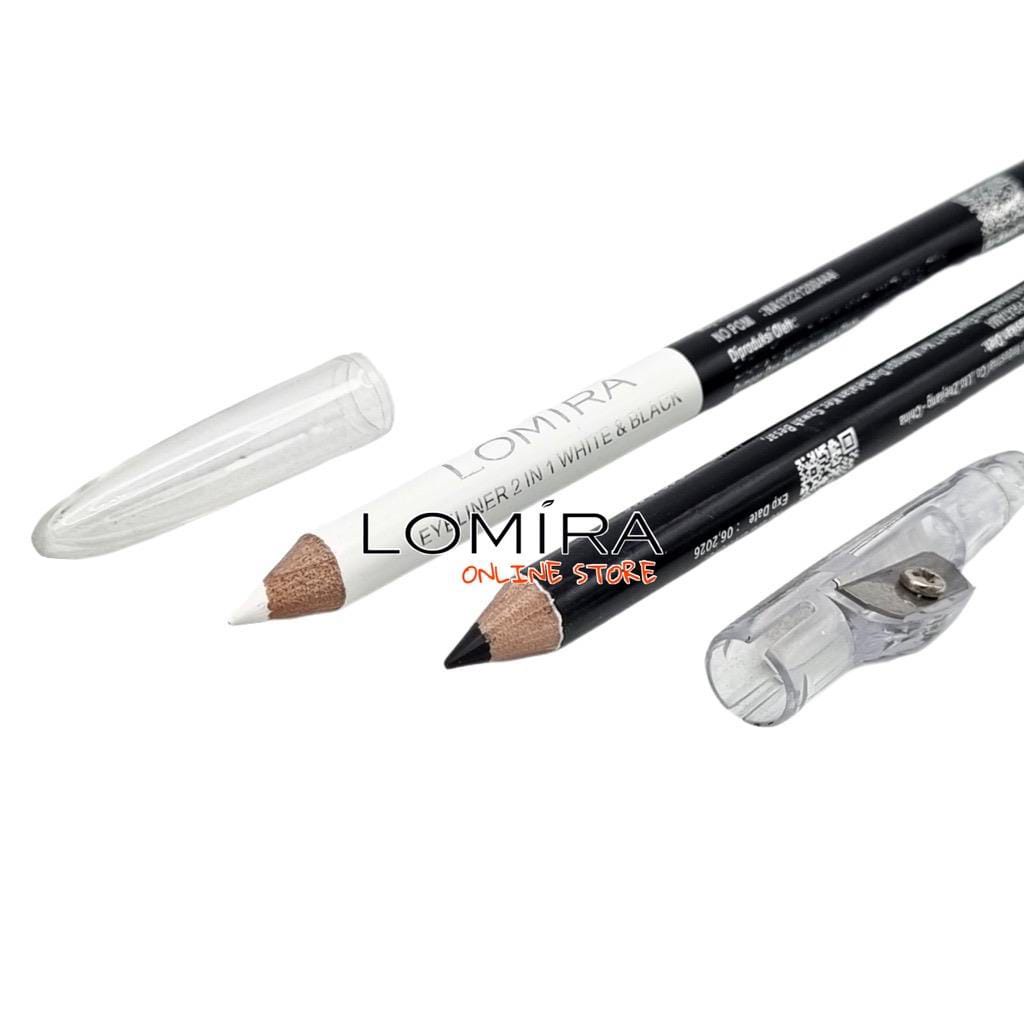 LOMIRA EYELINER PENSIL 2 IN 1 EYELINER BLACK AND WHITE