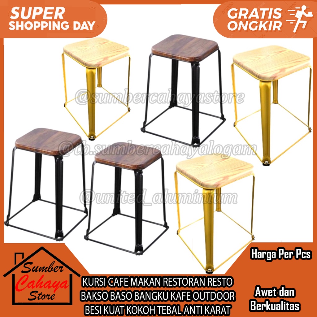 KURSI CAFE BAR MAKAN RESTORAN RESTO BAKSO BASO BANGKU KAFE OUTDOOR  BESI KUAT KOKOH TEBAL ANTI KARAT