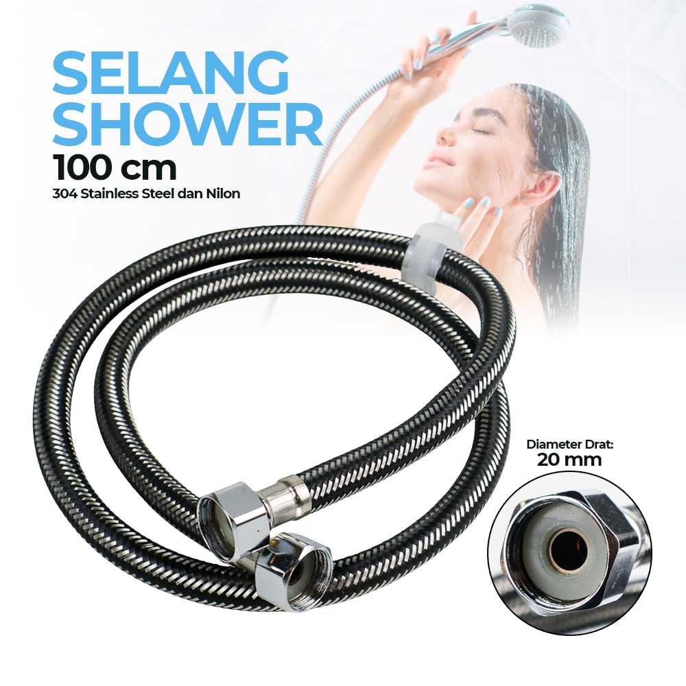 SELANG SHOWER FLEKSIBEL HOSE STAINLESS STEEL SOWER KAMAR MANDI KERAN KRAN TEKANAN TINGGI SLANG PANCU