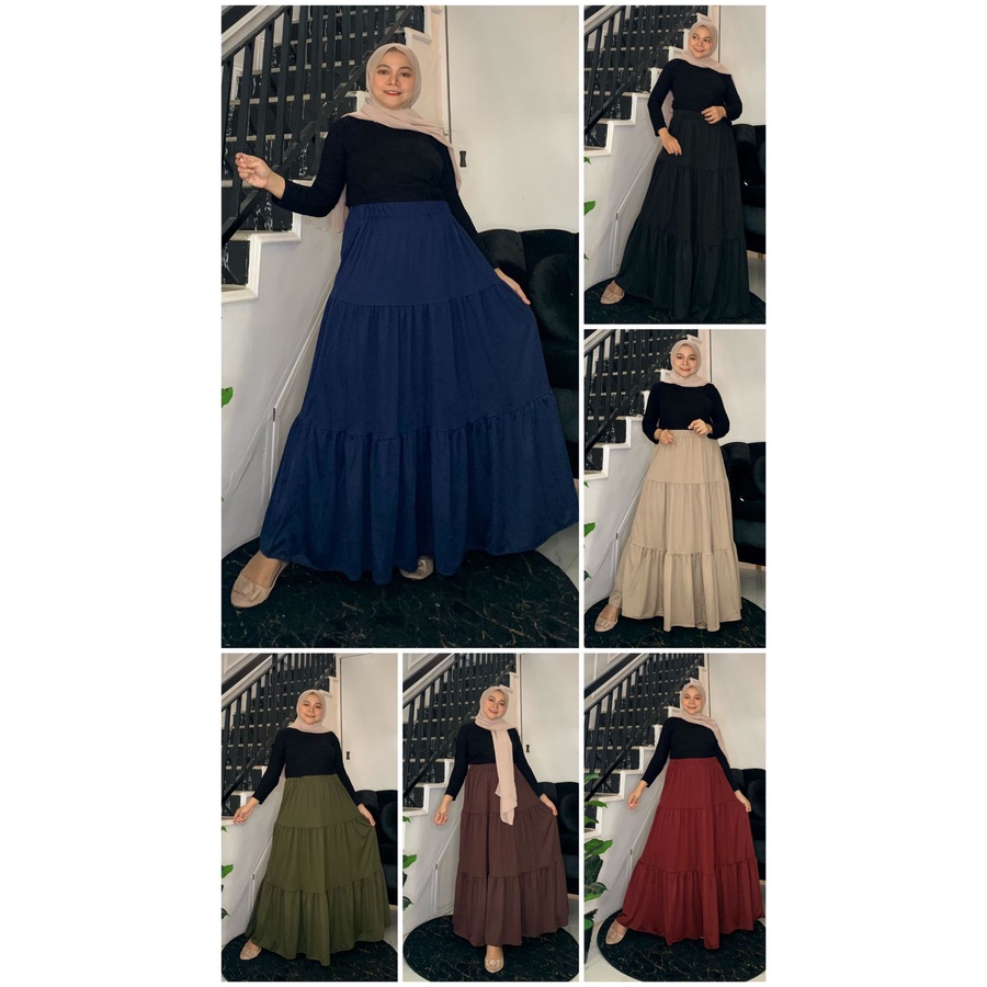 ROK POLOS TINGKAT HAYGET SUPER//ROK SUSUN MAXI WANITA