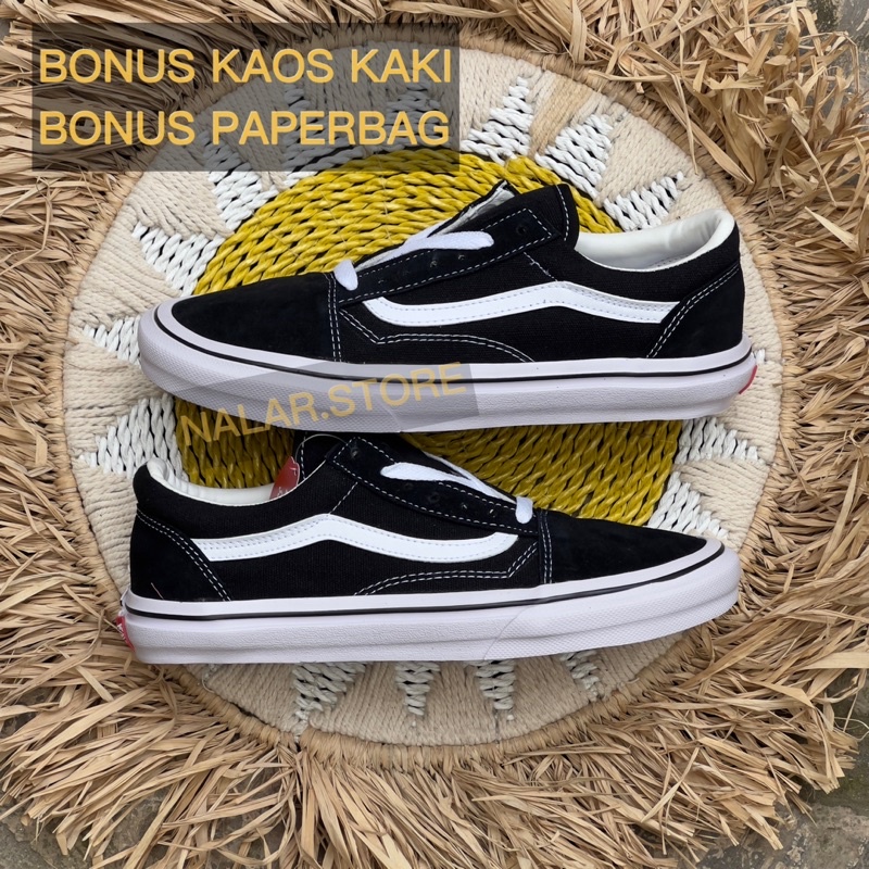 SALE DISKON! VANS OLDSKOLL BLACK WHITE CLASSIC 100% PREMIUM BNIB / SEPATU VANS FREE KAOS KAKI