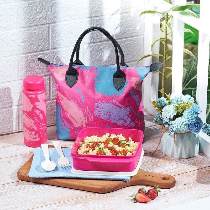Tempat makan 1set / lunch box / kotak bekal makan tas / tempat makanan
