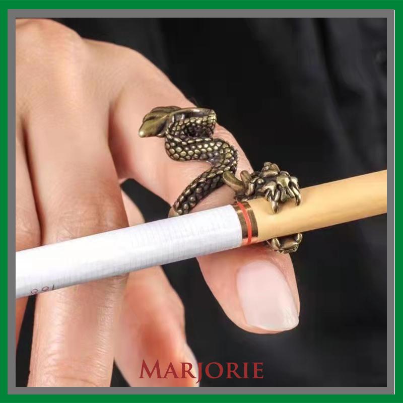 Cincin Naga Pria Keren Emas Creative Retro Style Dragon Design Ring Holder For Gift-MJD