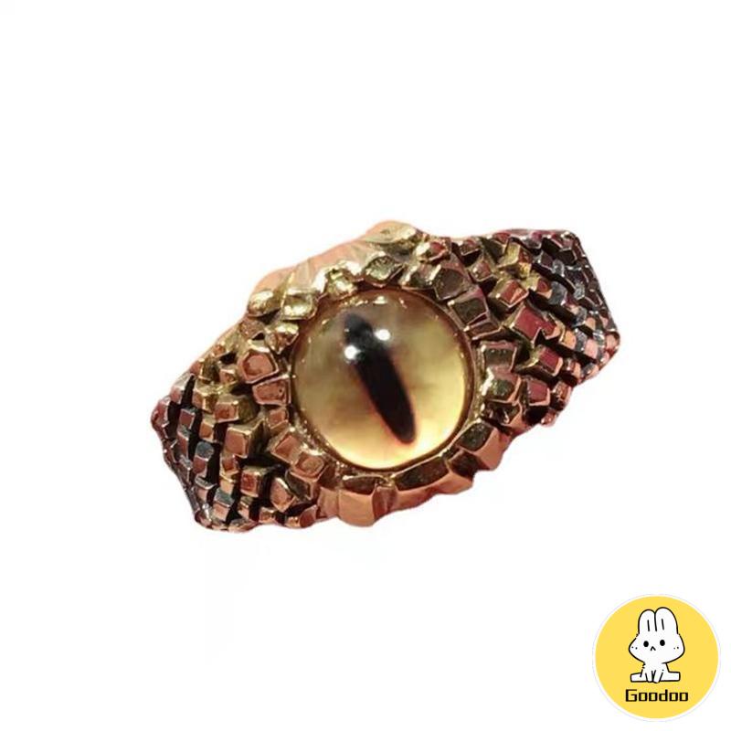 Cincin Pria keren Desain cincin adjustable Mata Merah Bahan Metal Gaya Retro Punk Rock cincin batu akik Untuk Pesta Motor -Doo