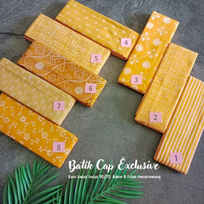 Kain Batik Cap Handmade Serian Kuning Putih - Kuning Kunyit
