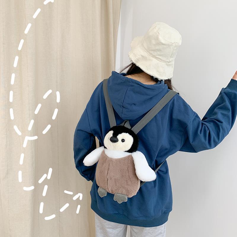 ◘ↂSera Diimpor Jepang Kartun Lucu Mewah Lembut Gadis Penguin Boneka Boneka Multi-Fungsional Satu Bahu Diagonal Tas Orang Tua Anak Ransel