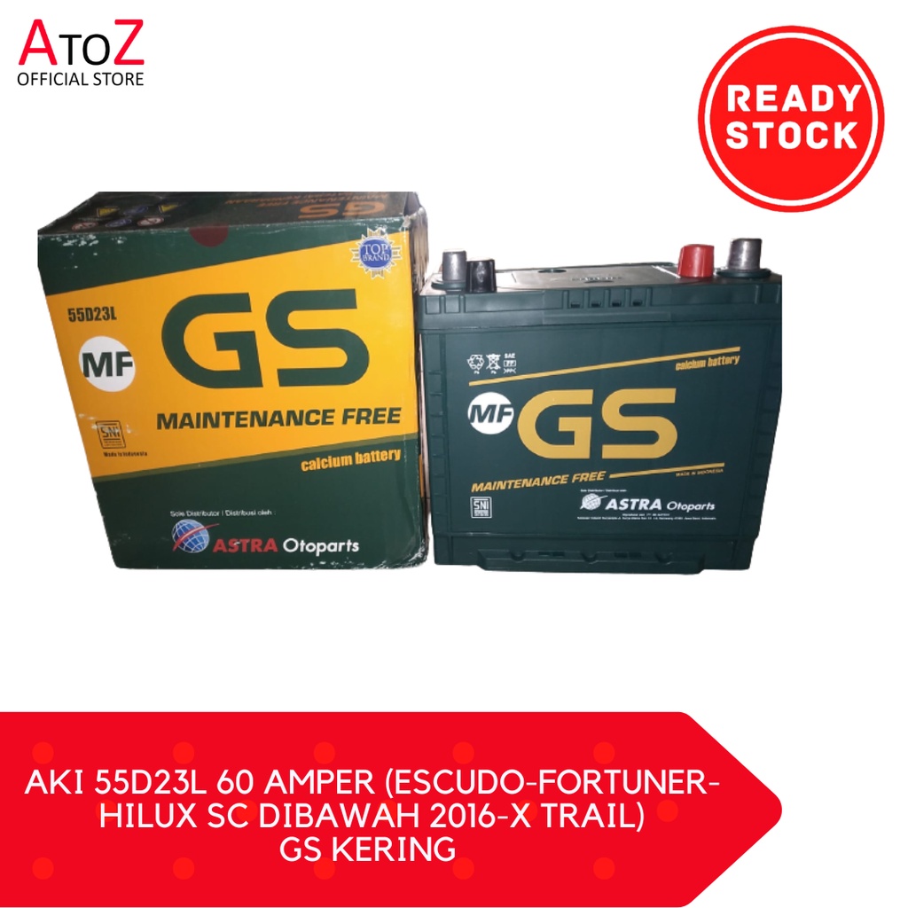 Jual AKI 55D23L 60 AMPER GS KERING (ESCUDO-FORTUNER-HILUX SC DIBAWAH