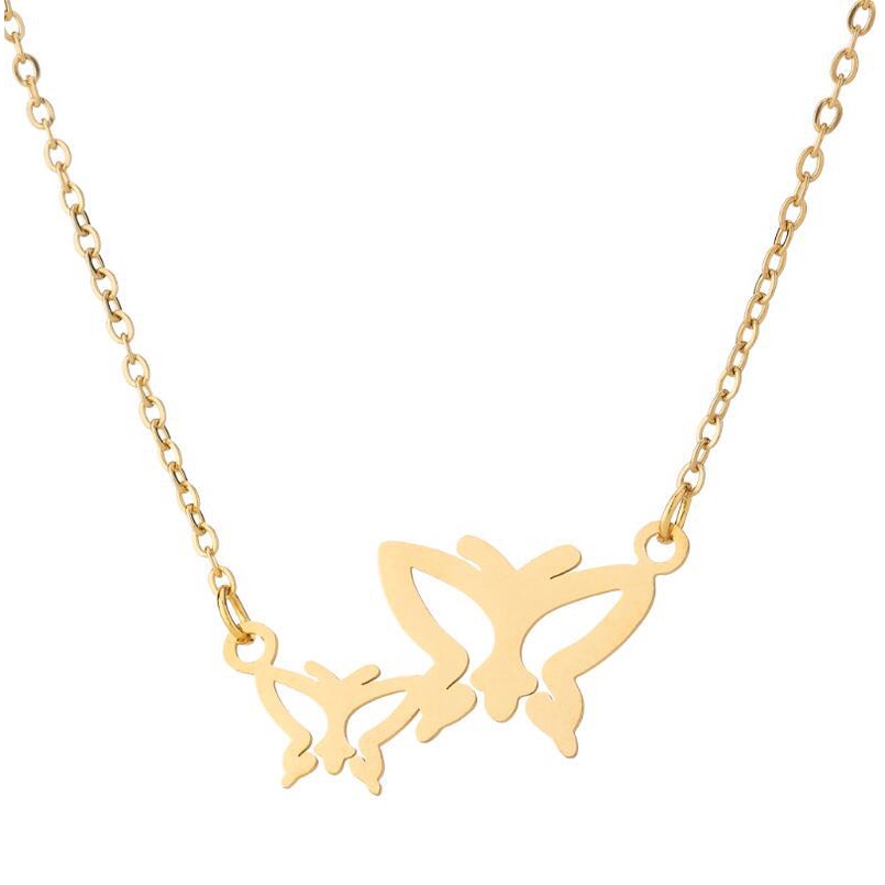 Kalung Rantai Bahan stainless steel Desain butterfly Gaya Korea Untuk Wanita