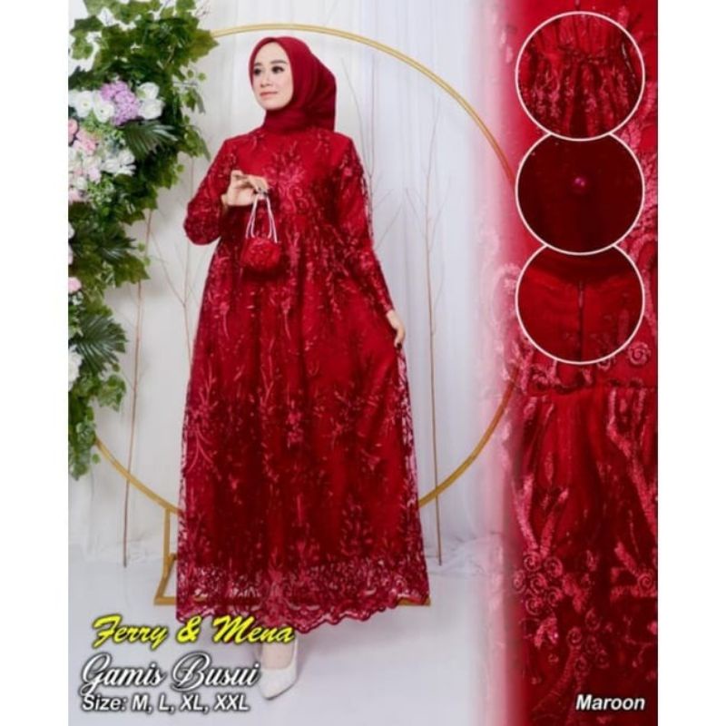 Gamis brokat busui//dress modern kondangan//gamis pesta modern//gamis terlariss//gamis murah//gamis lebaran