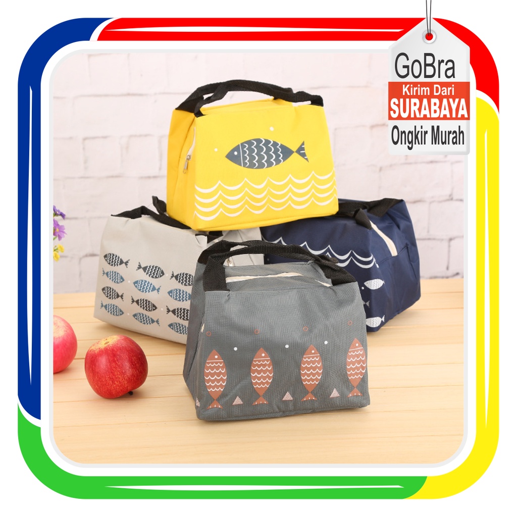 Gobra ♕ PA075 Tas Bekal Karakter Ikan Lunch Cooler Bag Makanan Aluminium Kotak Makan Import Murah