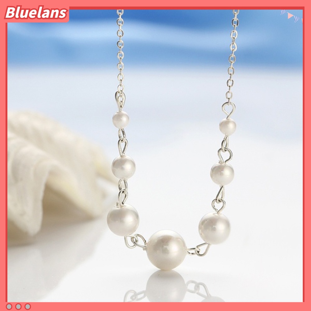 Bluelans Fashion Women Faux Pearl Beaded Single-layer Chain Necklace Banquet Jewelry Gift