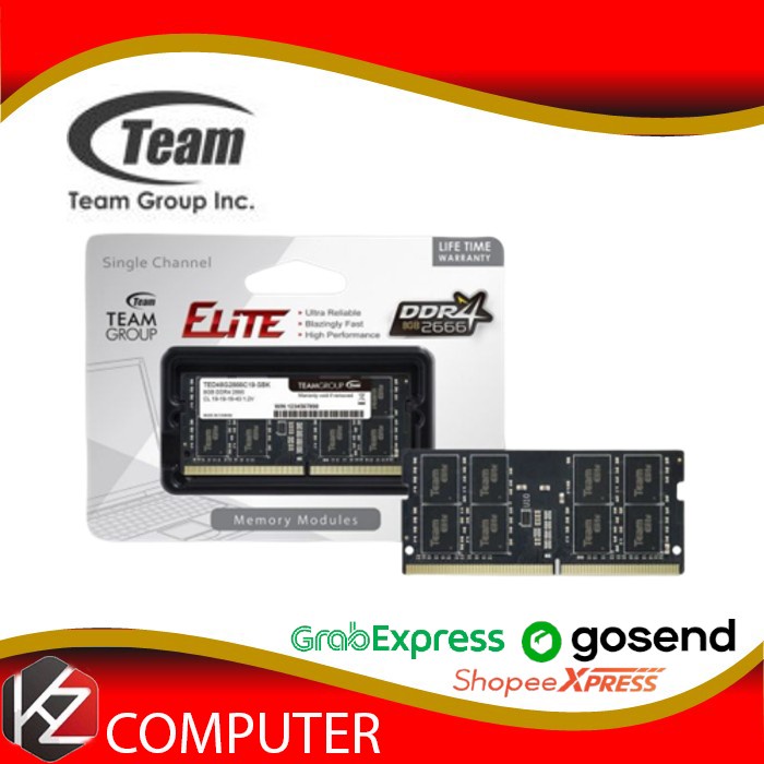 SODIM TEAM ELITE PLUS BLACK 4GB DDR 4 PC 2666  - LIFETIME WARANTY