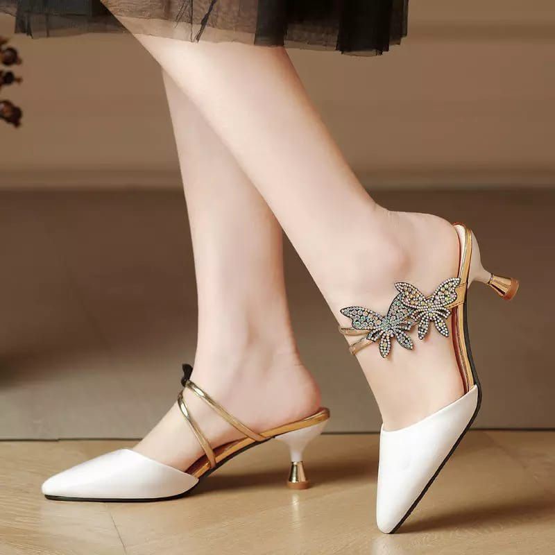 (03 Mzb) Sendal Heels Pesta Variasi Kupu Premium Quality Ks61