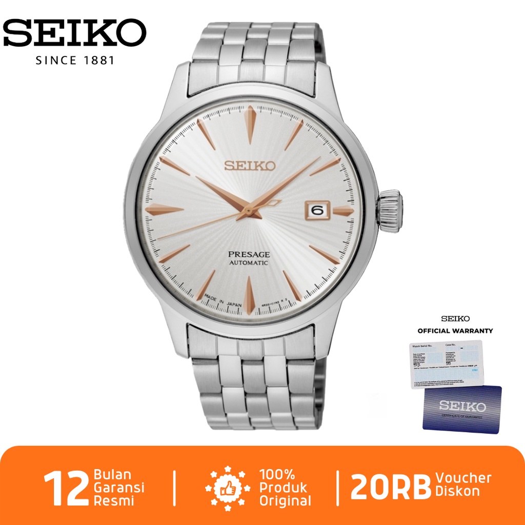 Seiko Presage SRPB47J1 Jam Tangan Wanita Seiko Automatic SRPB47 Stainless Steel Strap