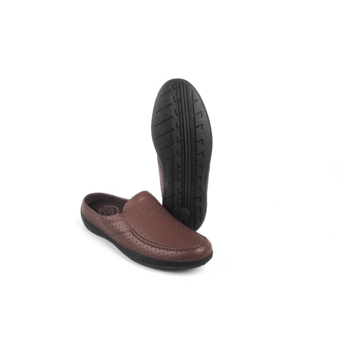 Sepatu Slip On Karet Pria ABK 553 Coklat Tua
