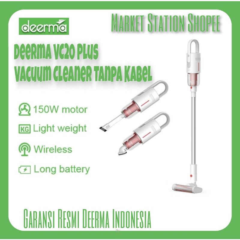 Deerma VC20 Plus Wireless Vacuum Cleaner Portable Rechargeable Handheld Penyedot Debu Vakum Garansi Resmi