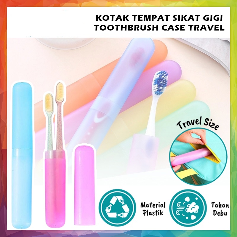 Kotak Polos Tempat Sikat Gigi / Travel Toothbrush Case Transparan Box Wadah Tempat Penyimpanan Peralatan Mandi Tabung Serbaguna