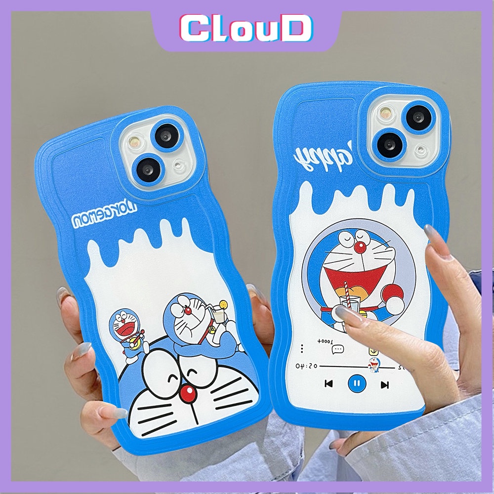 Wavy Edge Soft Tpu Kartun Milk Tea Case Realme C33 C35 C20 C25s C30 C17 C25Y C15 C21Y C12 C3 C20A C25 Realme 6i 9 10 8 7 7i 5 5i C11 2021 5s C1 Shockproof Cute Doreamon Back Cover