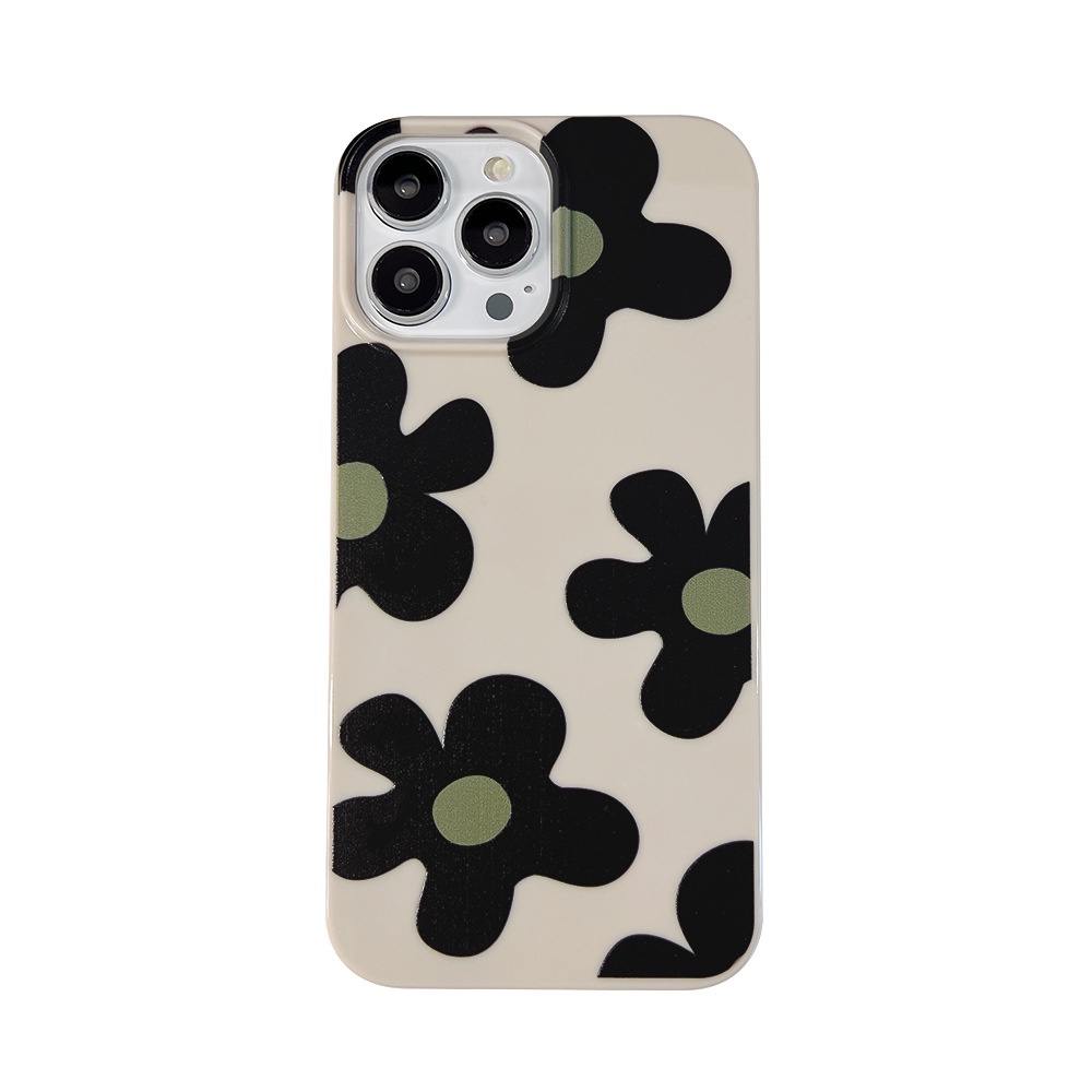 Case Pelindung Bahan Silikon Motif Bunga Besar Hitam Untuk Iphone 14 7 8 SE2020 7 + 8PLUS XS XR 11 12 13 PRO MAX