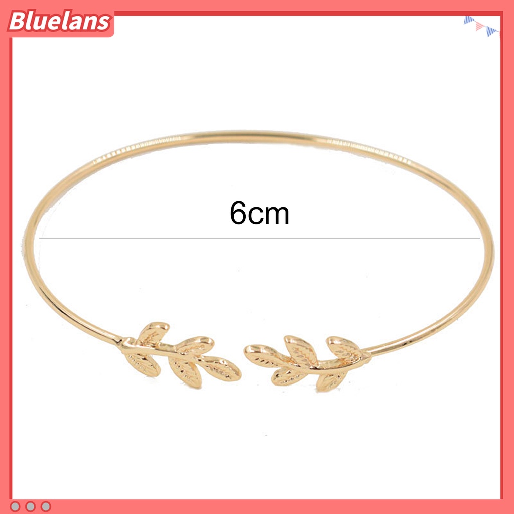 Gelang Bangle Model Terbuka Adjustable Bentuk Daun Untuk Wanita