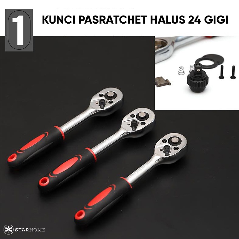 Kunci Sok Set Kunci Set Kunci Socket 1/4 inch Obeng Set Perkakas Set Kunci Pas Spanah Kunci Inggris Kunci Set 53 in 1