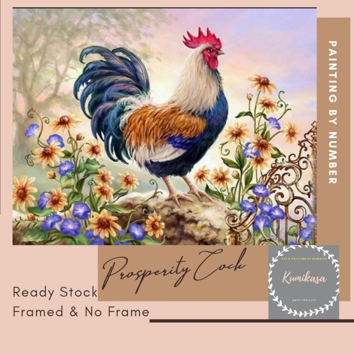 Kerajinan Diy Painting By Number 50X40Cm Kerajinan Tangan Lukisan Ayam Jago