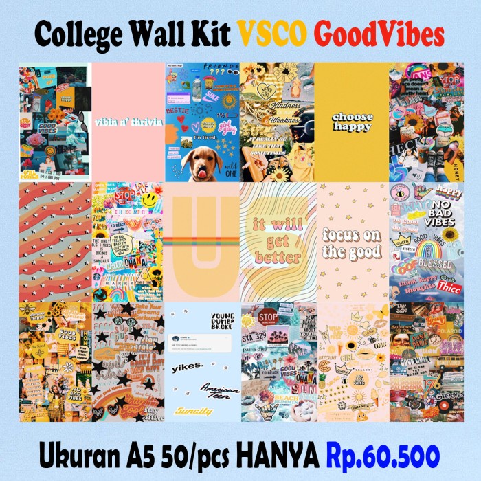 

Mudah College Wall Kit Colour Poster Aesthetic A5 ,Vsco Goodvibes ,50Pcs Bergaransi