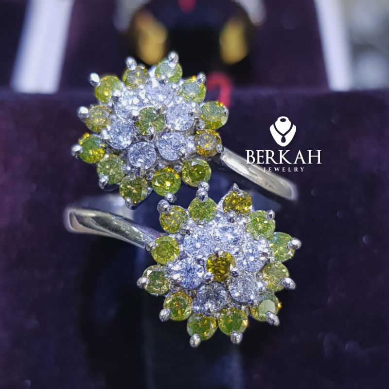 Cincin emas berlian eropa asli dan berlian fancy yellow diamond