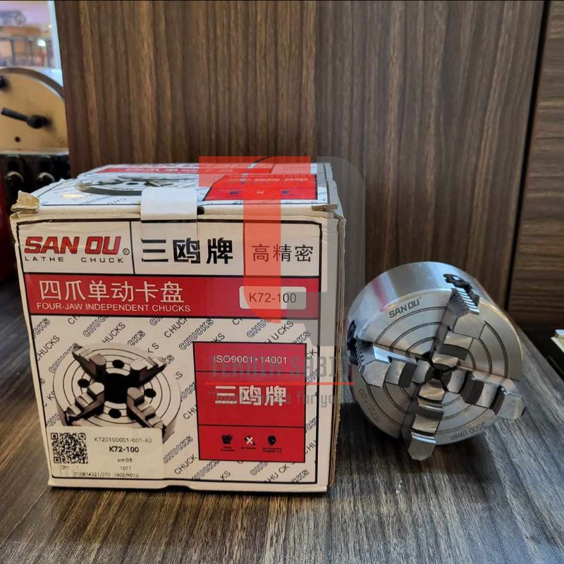 chuck bubut 4 inch 4 jaw - klaw k72 100mm - klaw bubut 4inch kaki 4