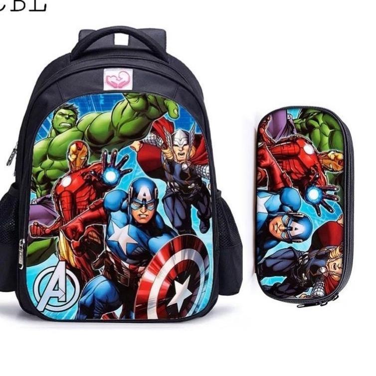 U6X7 TAS RANGSEL SEKOLAH ANAK SD TK PAUD LAKI LAKI KARAKTER EVENGER  KAPTEN AMERIKA HULK 6QC
