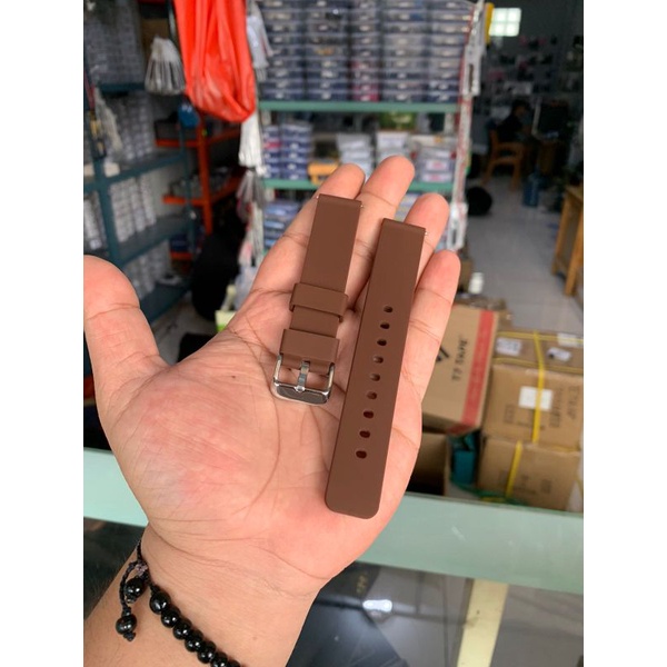 Strap Tali Jam Tangan Silikon coklat size 18mm new produk 9909