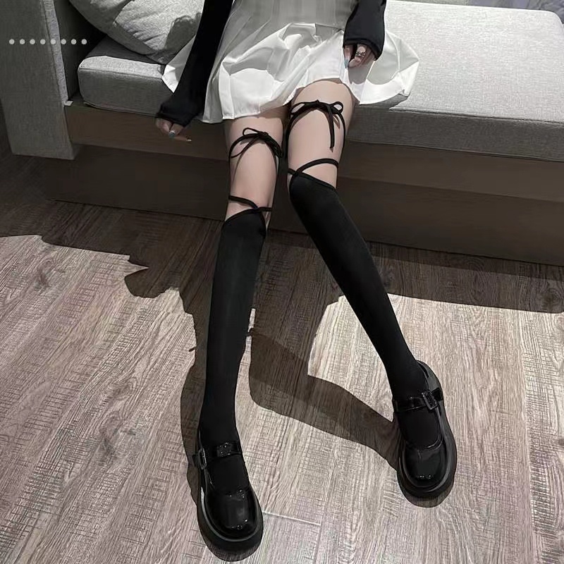 Stocking Tinggi Polos Plaid Thigh High Stocking 8869