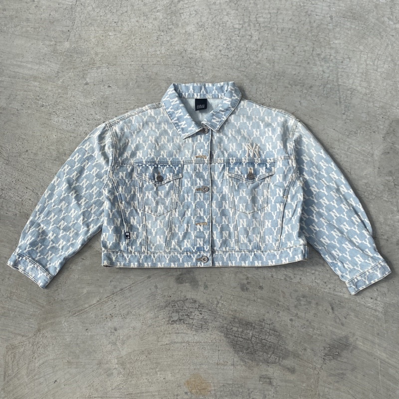MLB Yankees monogram crop jacket denim