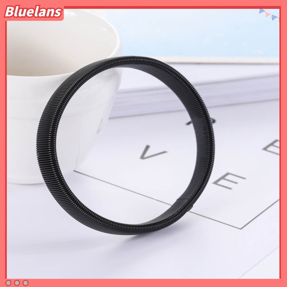 [bluelans]Simple Men Spring Cuff Bartender Bangle Elastic Wristband Ring Metal Bracelet