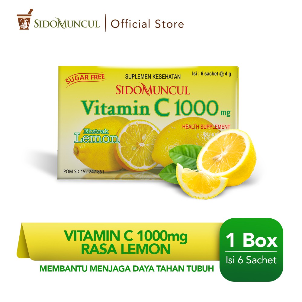 SidoMuncul Vitamin C 1000 Serbuk Orange / Lemon 6's - Jaga Daya Tahan Tubuh Per Sachet