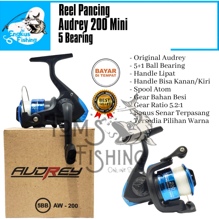 PROMO Reel Pancing Murah Audrey 200 (5 Bearing) bonus senar  - Engkus Fishing