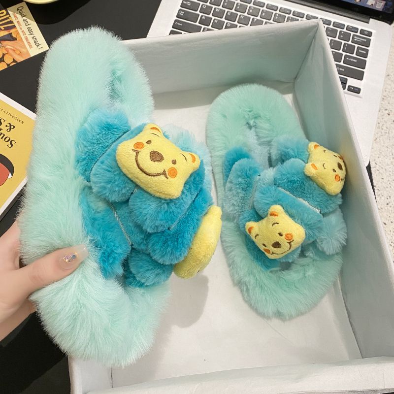 Sandal beruang stroberi wanita memakai pakaian luar dalam pasang 2022 musim gugur dan musim dingin b