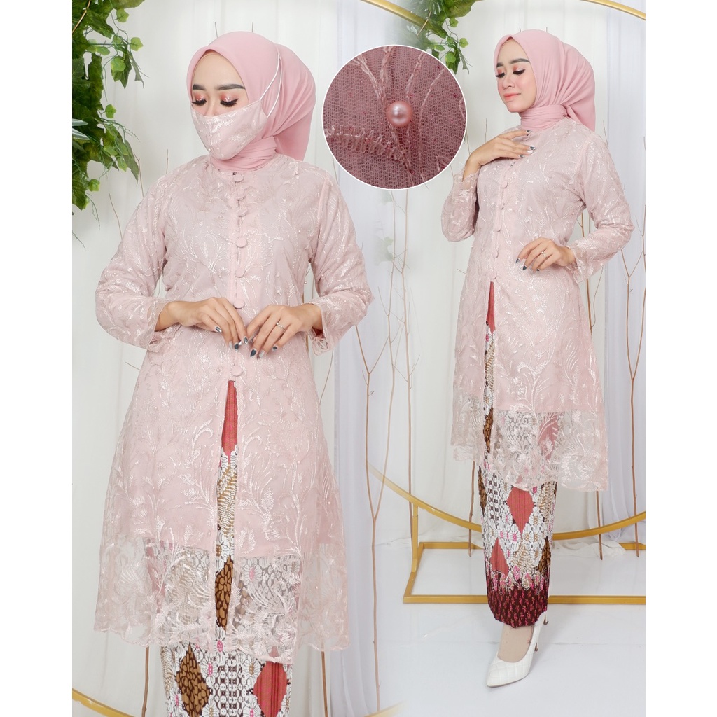 Set Kebaya Tunik Kancing depan Tunik Brokat Kebaya Modern Kebaya tile Kebaya