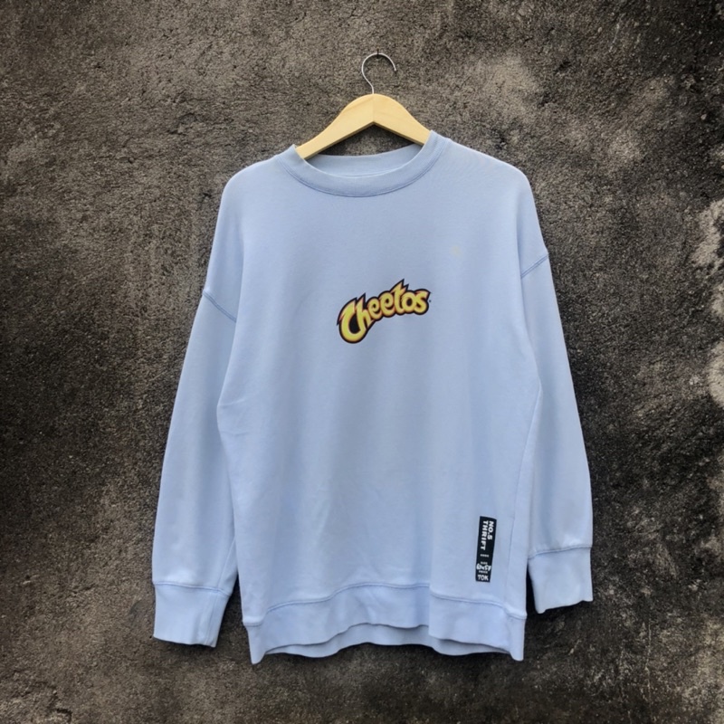 Crewneck Gemoy Lengan Balon Cheetos Biru