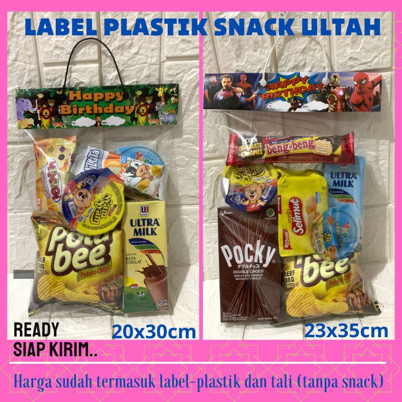 

[harga 1pcs] Plastik Snack Ulang Tahun / Tas Snack Ultah / Label Snack Ultah