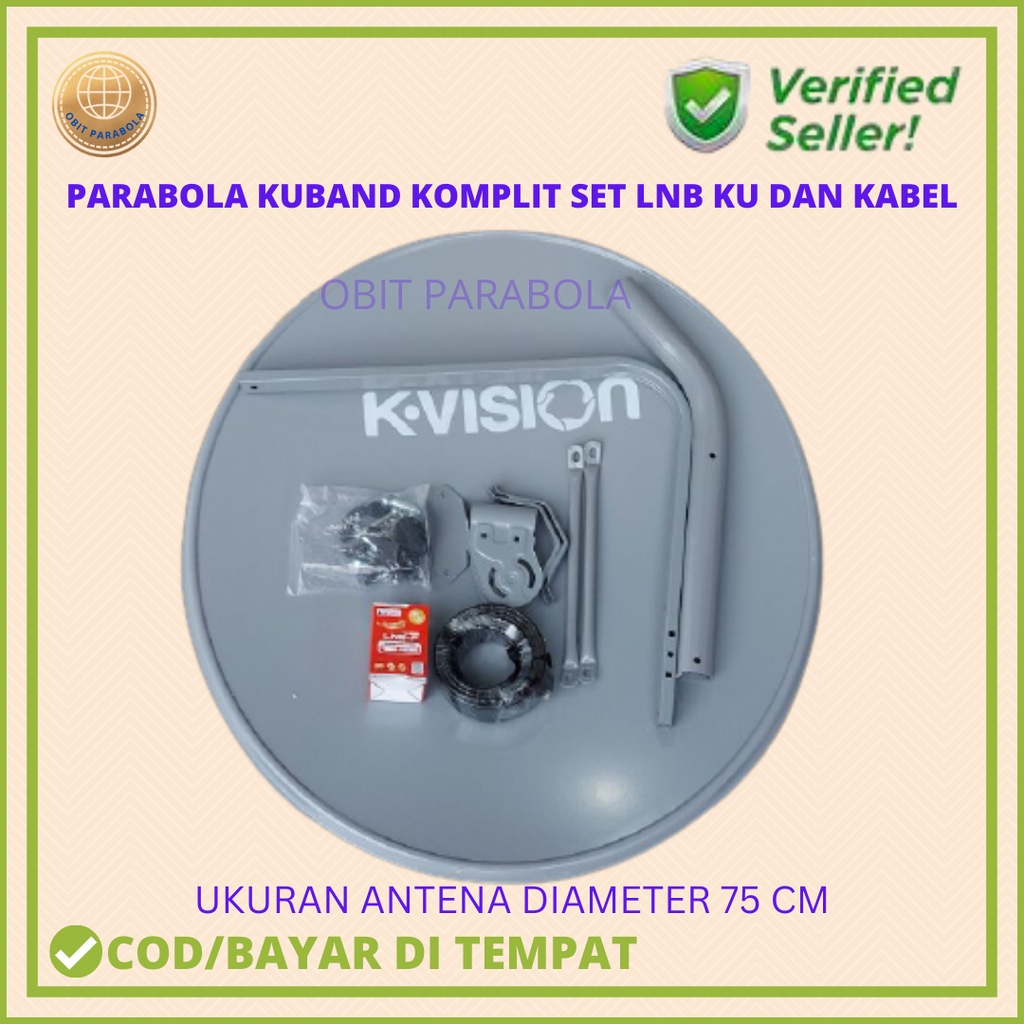 ANTENA K VISION 75 CM KOMPLIT LNB KU DAN KABEL TANPA RECEIVER