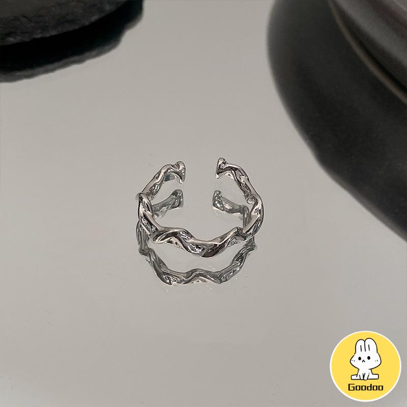 cincin Pembukaan bergelombang tidak teratur  cincin polos desain niche  cincin batu bulan yang modis dan indah -Doo