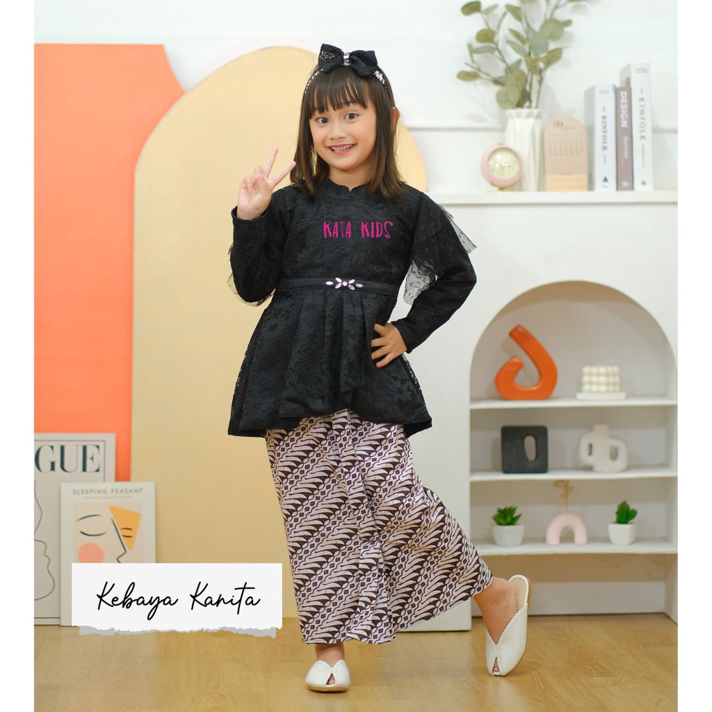 Kebaya Anak Perempuan / Setelan Kebaya Anak/ Kebaya Panjang Anak Kanita Rok Putih