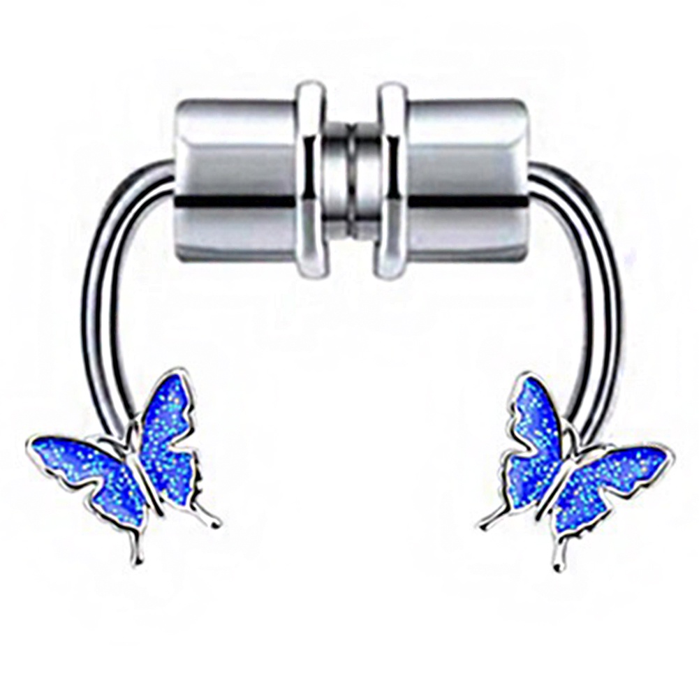 Cincin Klip Hidung Magnet Butterfly Bahan Stainless Steel