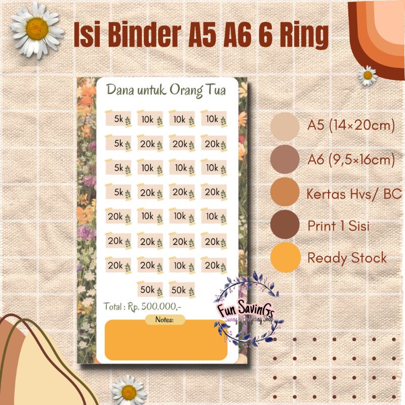 

[FUN] Isi Binder A5 A6 6 Ring | Dana untuk Orang Tua