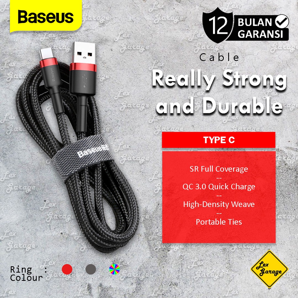 Kabel Data USB Type C Baseus Kevlar Cable 3A QC 3.0