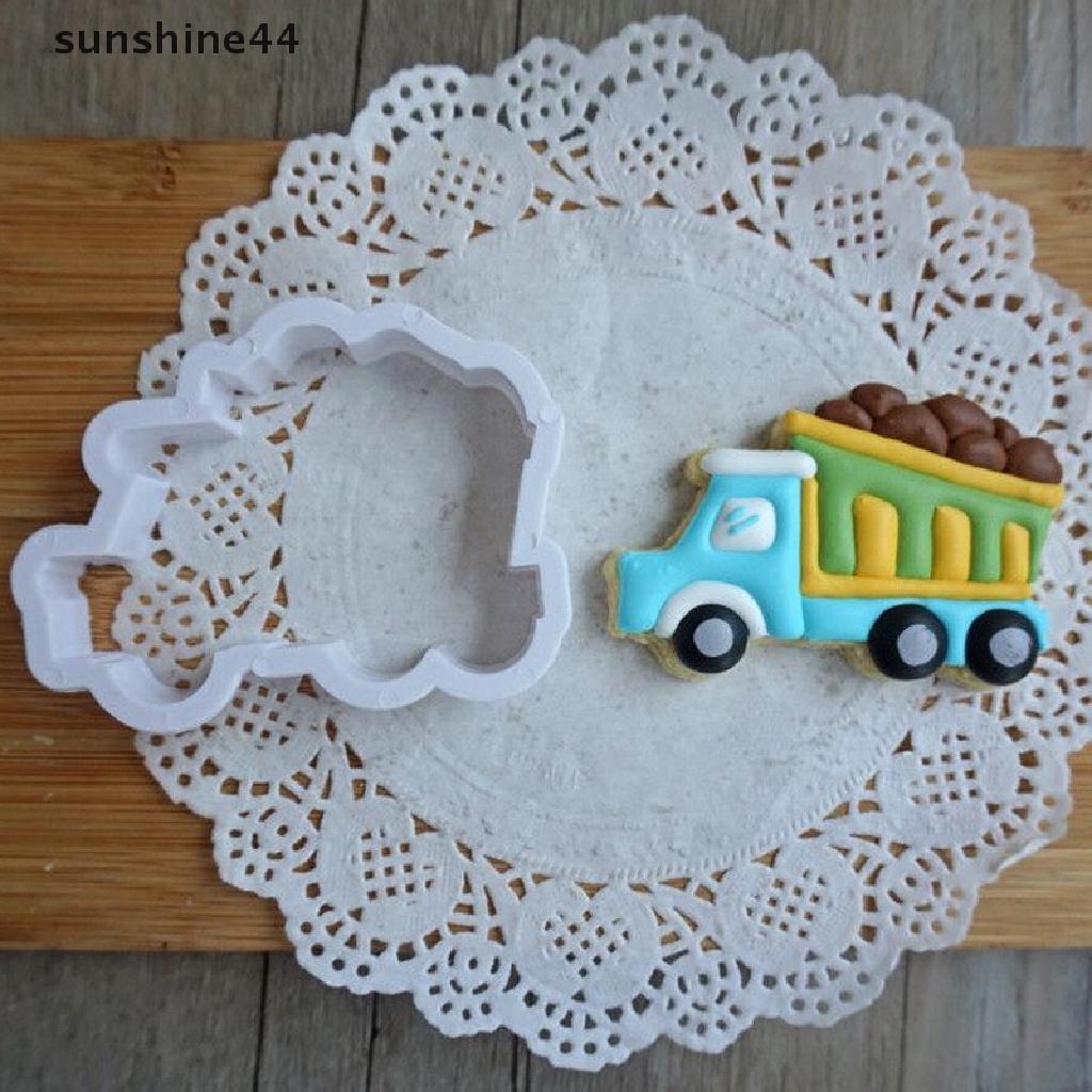 Sunshine 8pcs Cetakan Pemotong Adonan Kue Cookie Desain Mobil Truk DIY