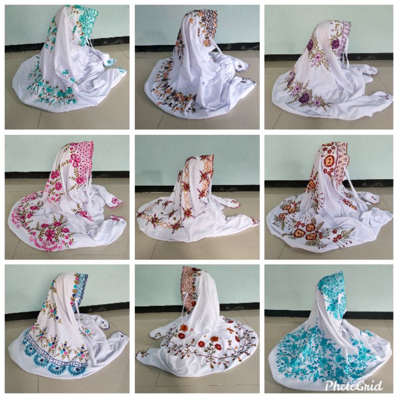 MUKENAH TERUSAN PUTIH BORDIR