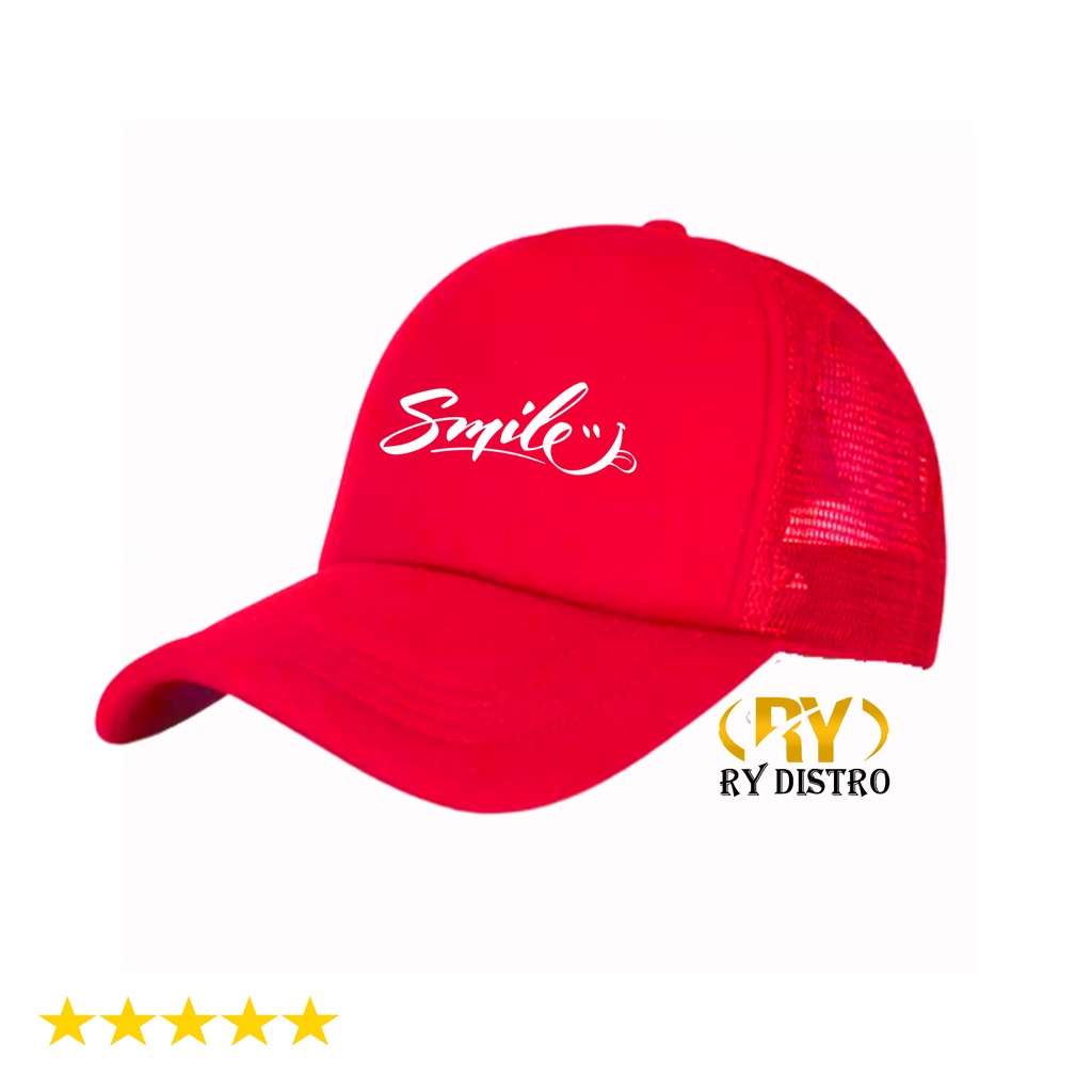 COD ...  Topi Jaring Pria Trucker Smile Putih / Topi Keren / Topi Baseball / Ry Distro / Pria Dan Wa